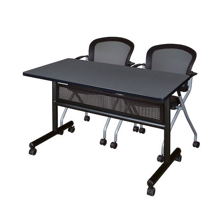 Kobe Rectangle FlipTop Table, 48" W, 29" H, Laminate Top, Gray MKFTM4824GY23BK